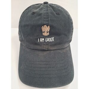 Disney Parks Marvel Guardians of the Galaxy I Am Groot Print Dad Hat Adult Black
